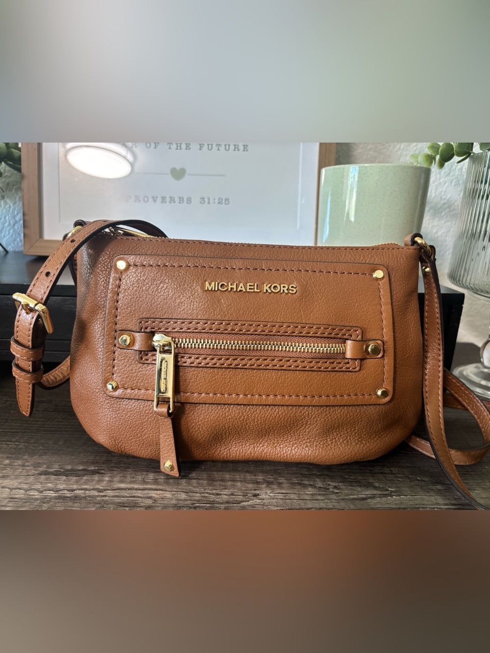 Michael Kors Tan Pebbled Leather Crossbody